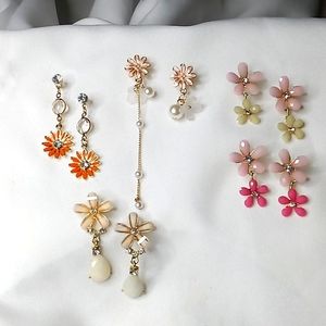 5pcs bundle flower dangle studs